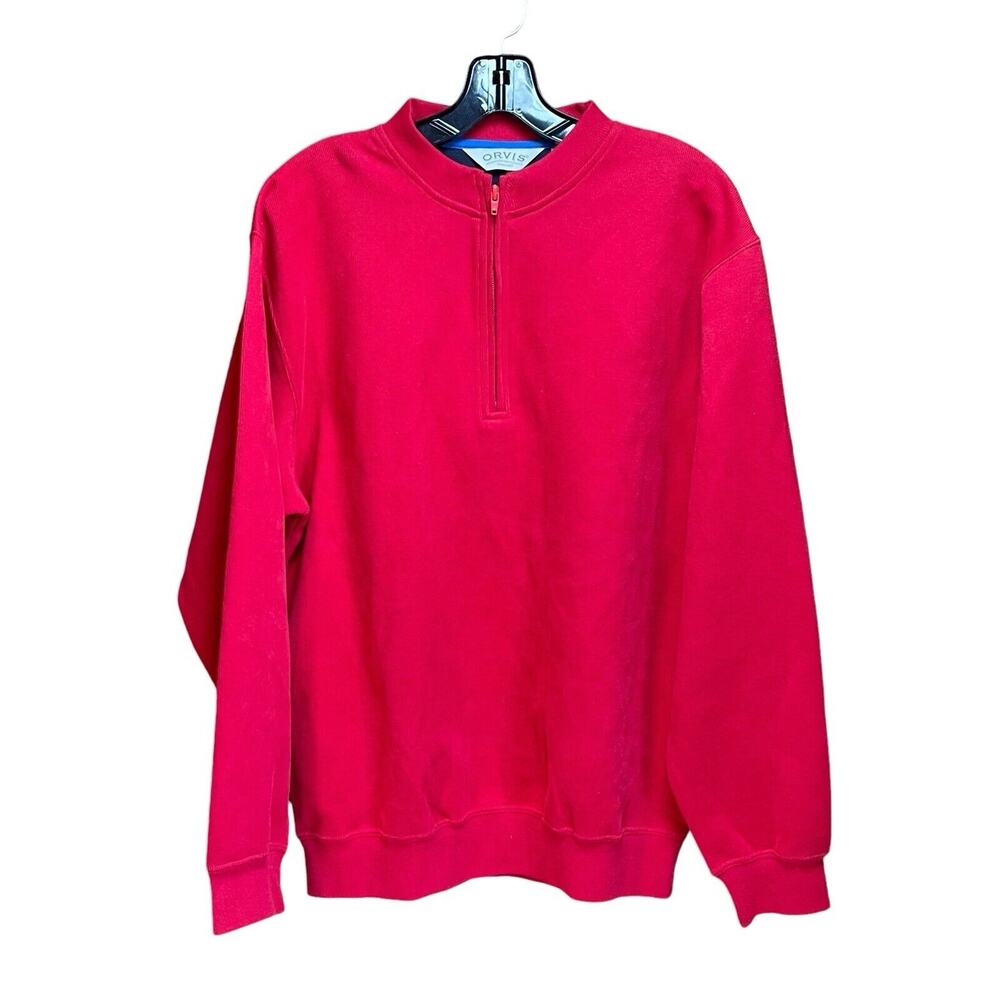 Orvis Red Pullover Seater 1/4 Zip 100% Cotton 70534